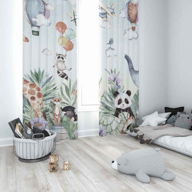 サファリ動物パーティー保育園カーテン子供の寝室遮光保育園装飾 - Baby Nursery Blackout Curtains のレビューと価格