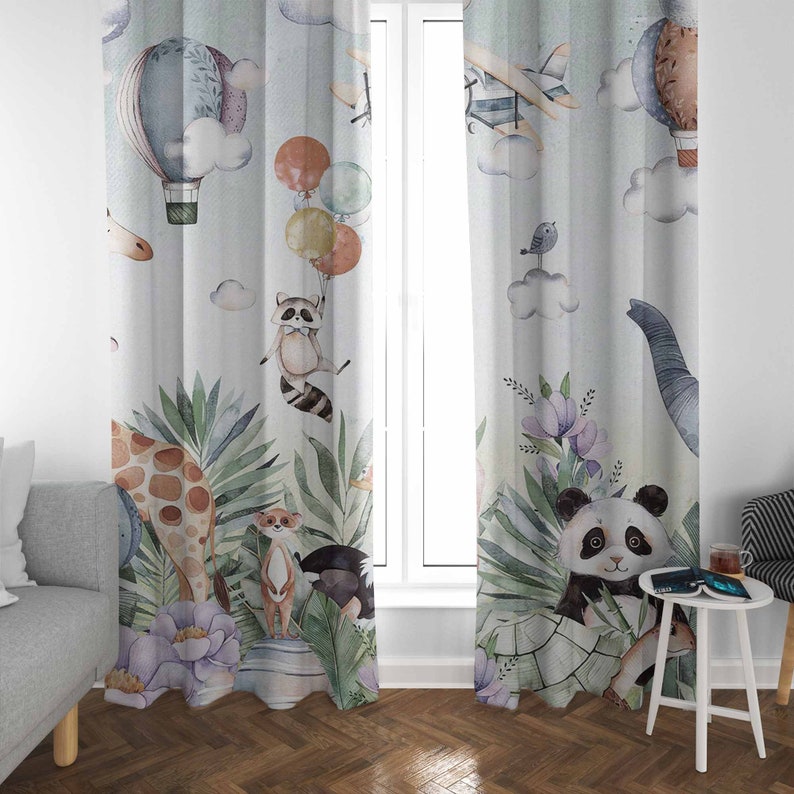 サファリ動物パーティー保育園カーテン子供の寝室遮光保育園装飾 - Baby Nursery Blackout Curtains のレビューと価格