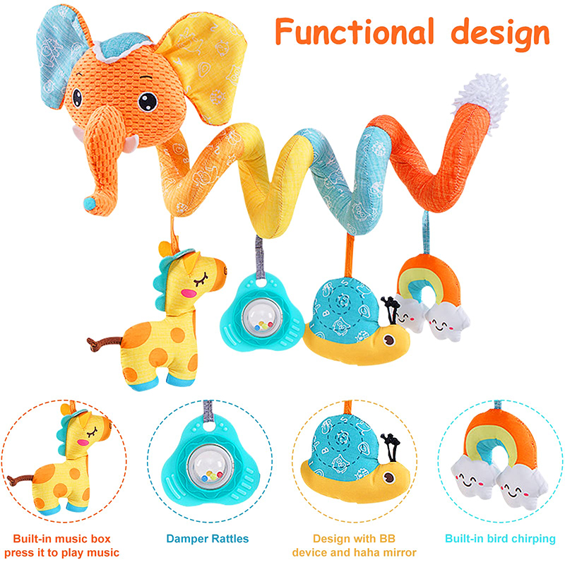カーシートおもちゃ幼児カラー象ベビーカーストレッチスパイラル - Baby Nursery Images のレビューと価格