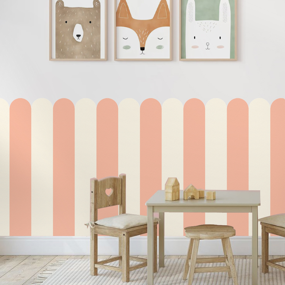 マルチカラー縦ストライプアーク壁紙保育園子供壁アートキッズル - Baby Nursery Wall Decor のレビューと価格