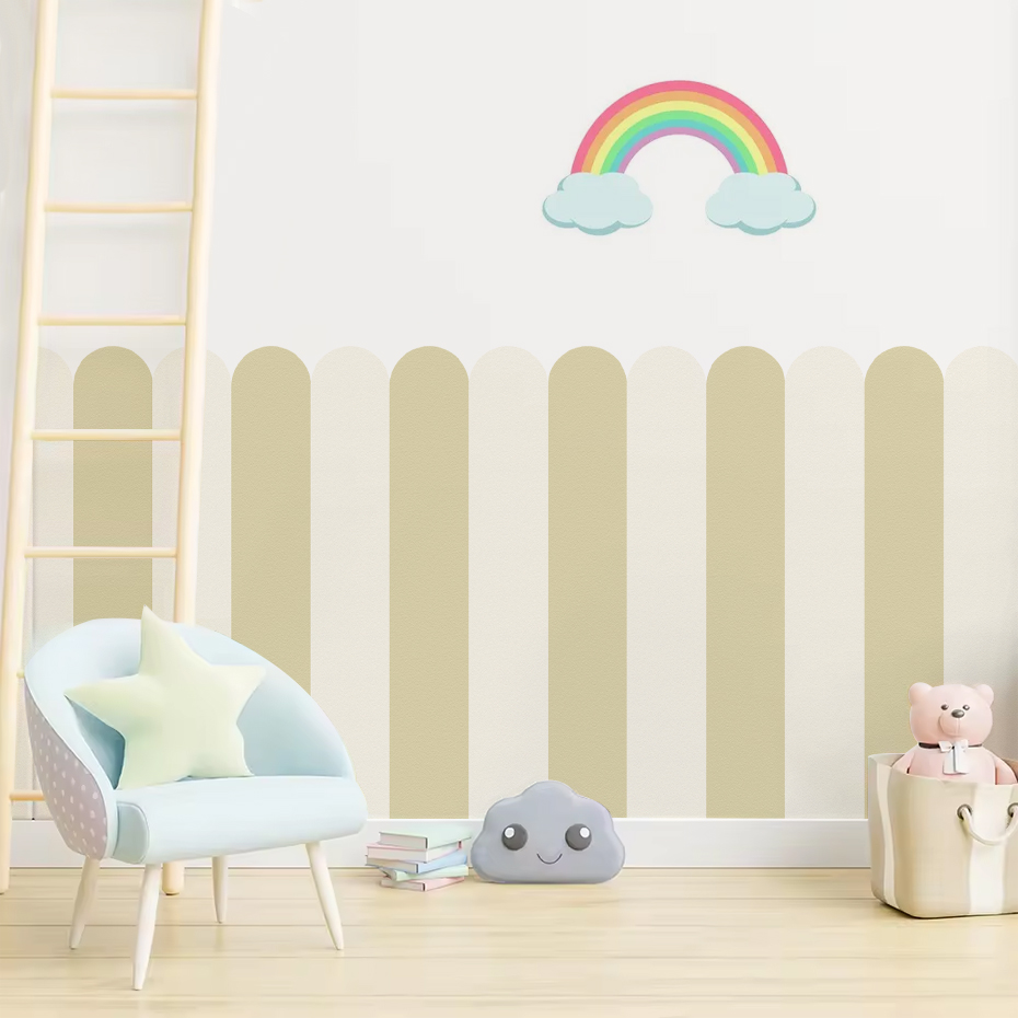 マルチカラー縦ストライプアーク壁紙保育園子供壁アートキッズル - Baby Nursery Wall Decor のレビューと価格